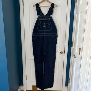 Liberty Dark Blue Overalls with Green Accent